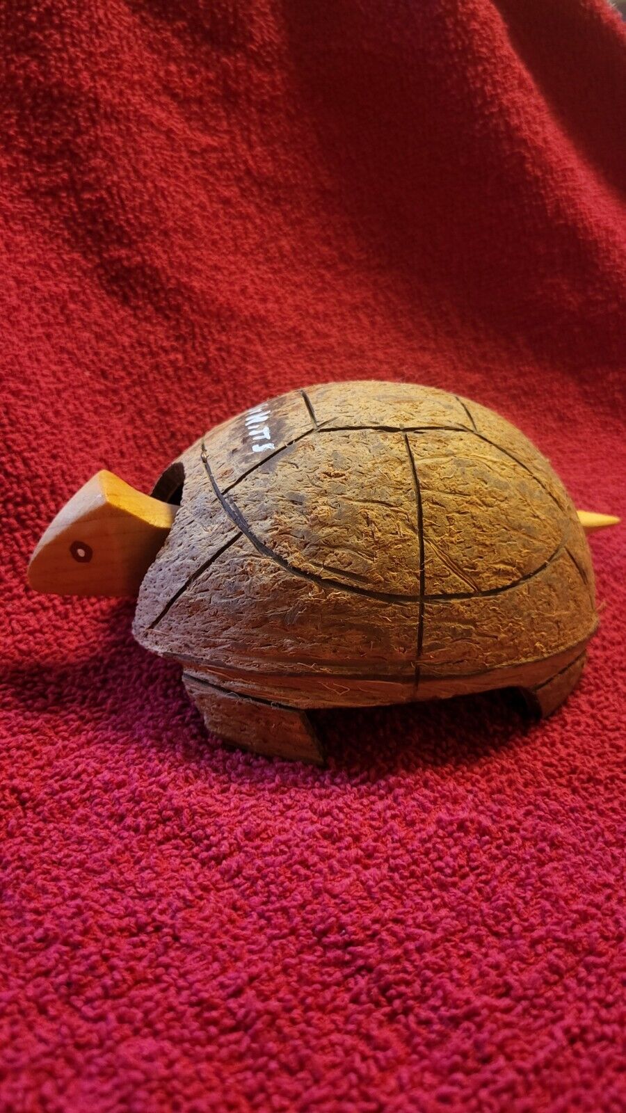 vintage West Indies handcarved coconut bobble turtle from St. Kitts
