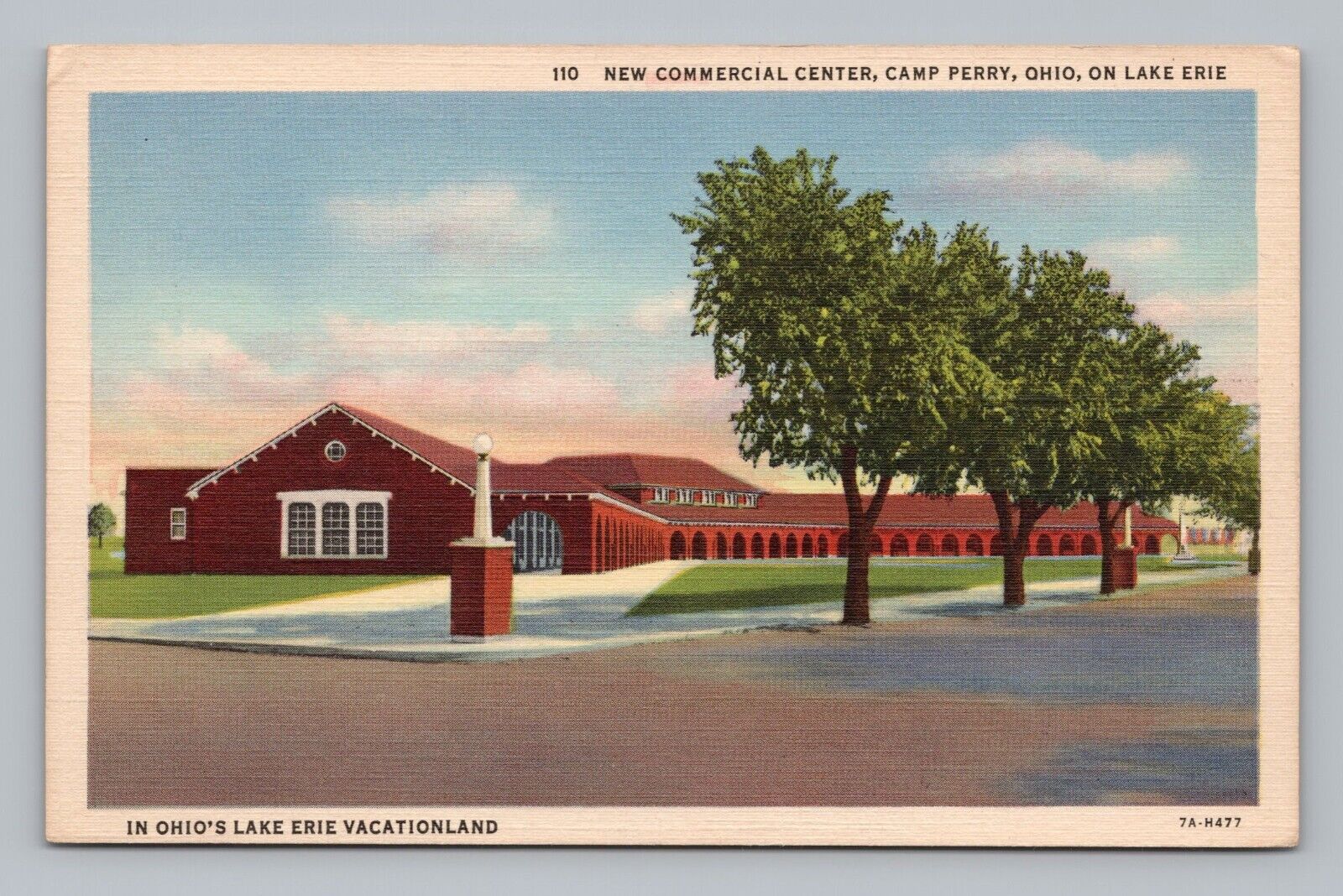 Postcard New Commercial Center Military Camp Perry Ohio Lake Erie OH 213