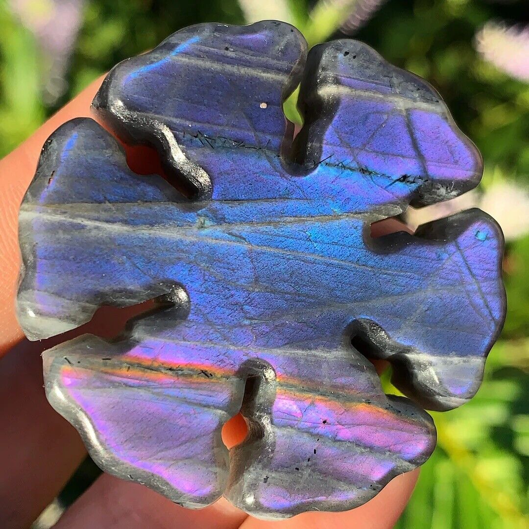 Natural Labradorite Snowflake Healing Crystal Gemstone Carving 