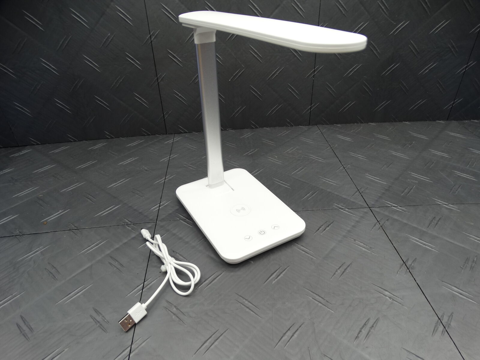 Tzumi 12.6 in. White Desk Lamp Atmosphere with Wireless Charging 5W White