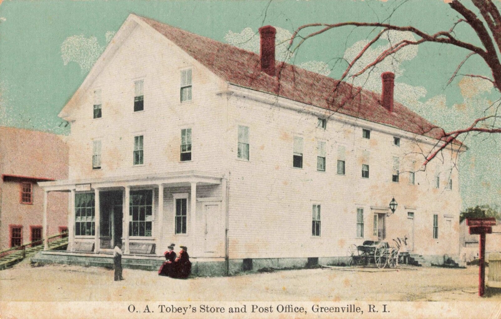 O.A. Tobey's Store & Post Office Greenville Rhode Island RI c1910 Postcard