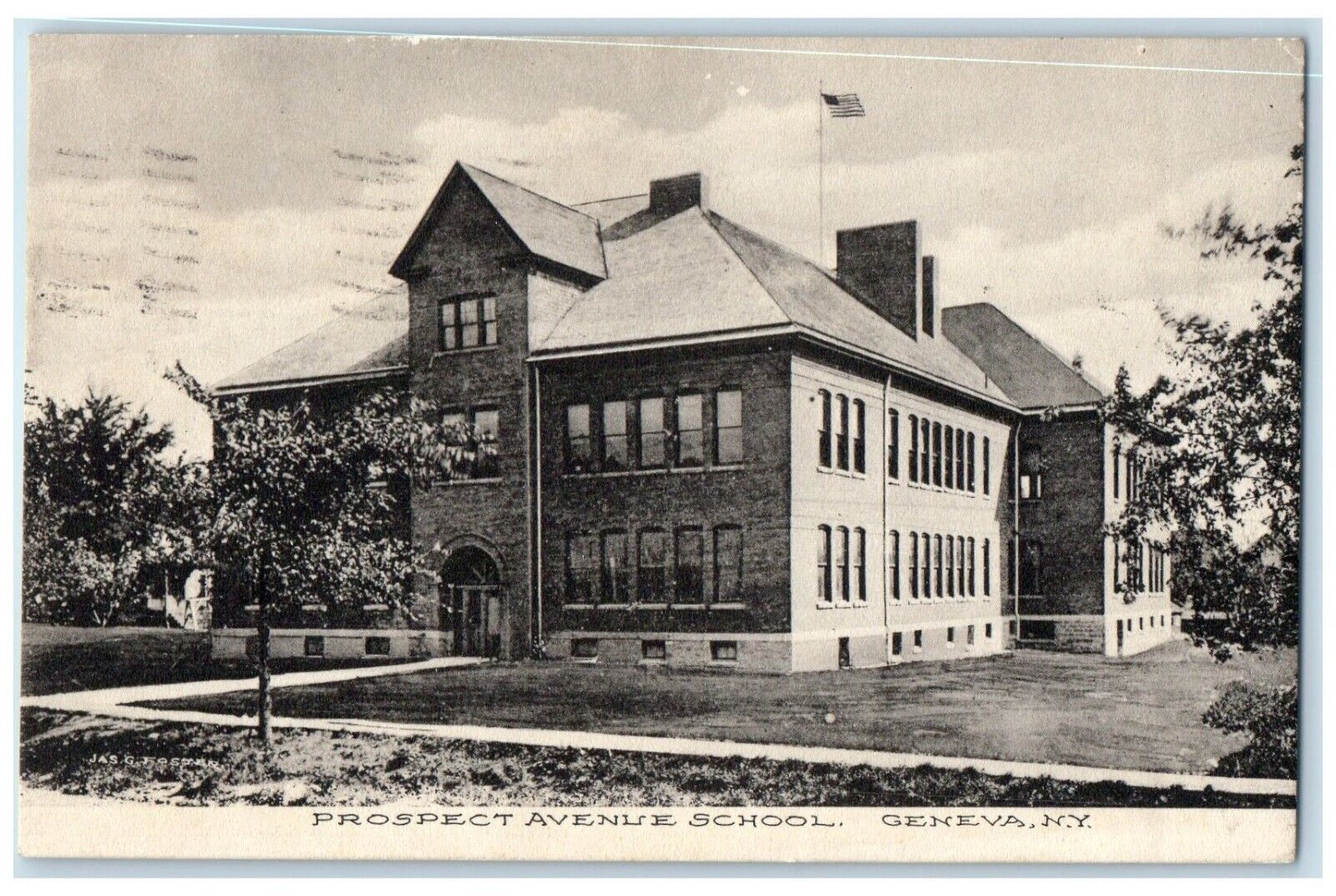1911 Prospect Avenue School Exterior Building Geneva New York Vintage Postcard