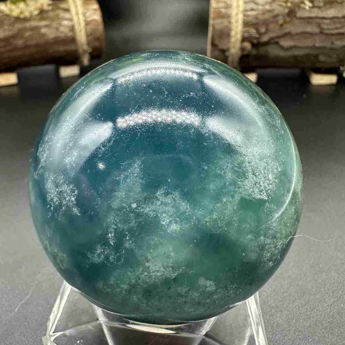 470g Natural blue fluorite sphere quartz crystal polished ball healing decor