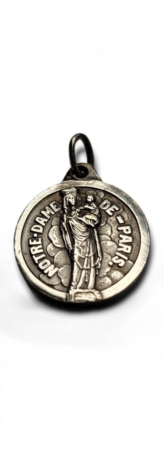 Vintage MARY OUR LADY OF PARIS Medal NOTRE DAME CATHEDRAL Religious Catholic AP