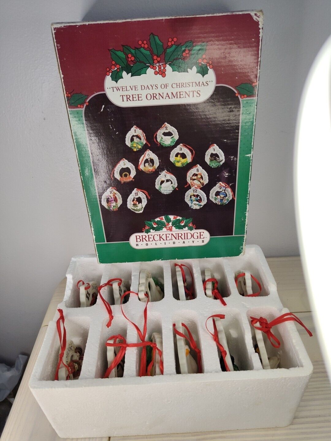 Vintage Breckenridge “Twelve Days Of Christmas” Tree Ornaments Bisque Porcelain