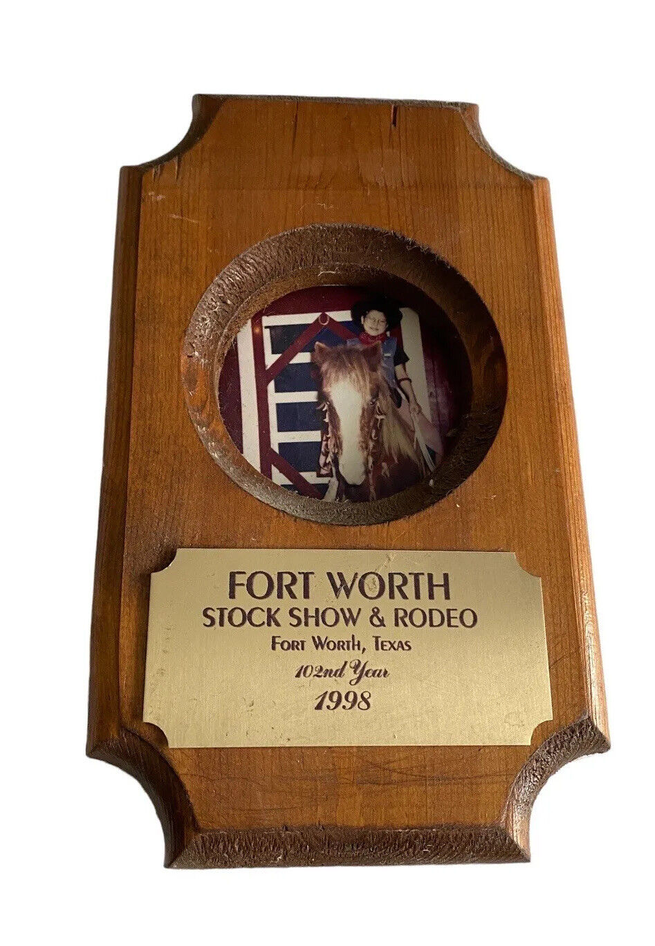 Vtg 1998 Southwestern Exposition Stock Show Fort Worth Rodeo Wood Plaque  Frame