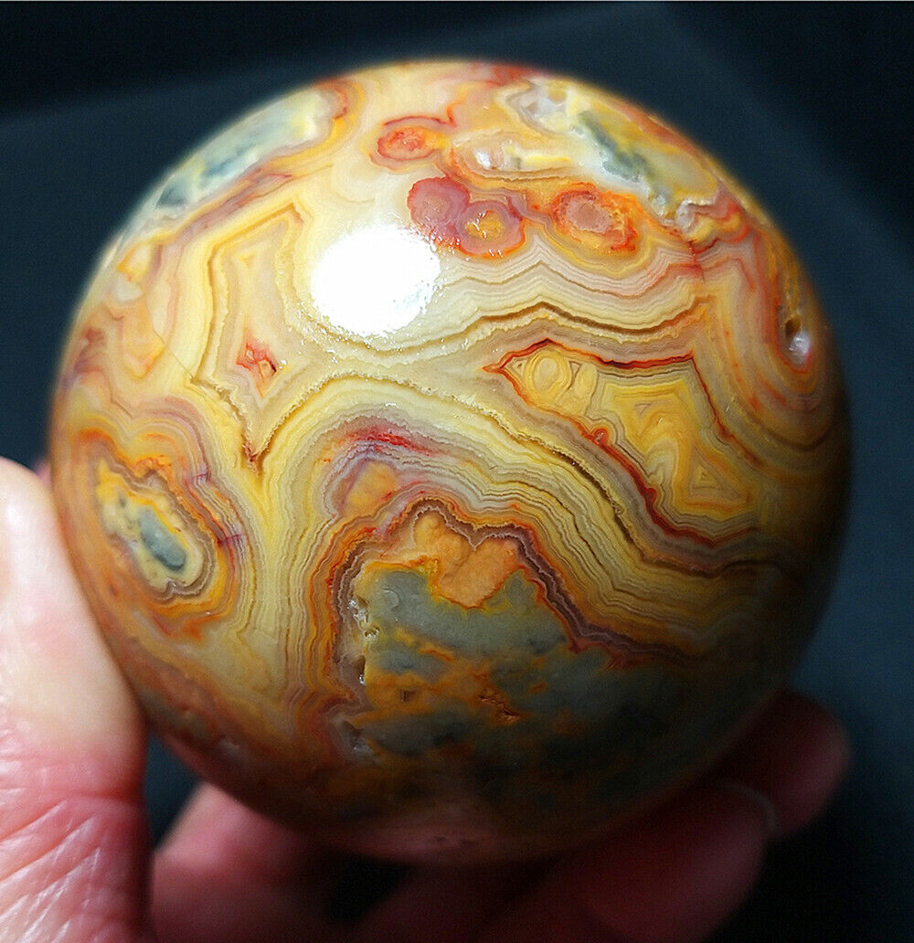TOP 382G Natural Polished Mexico Crazy Banded Agate Crystal Sphere Ball  WD210