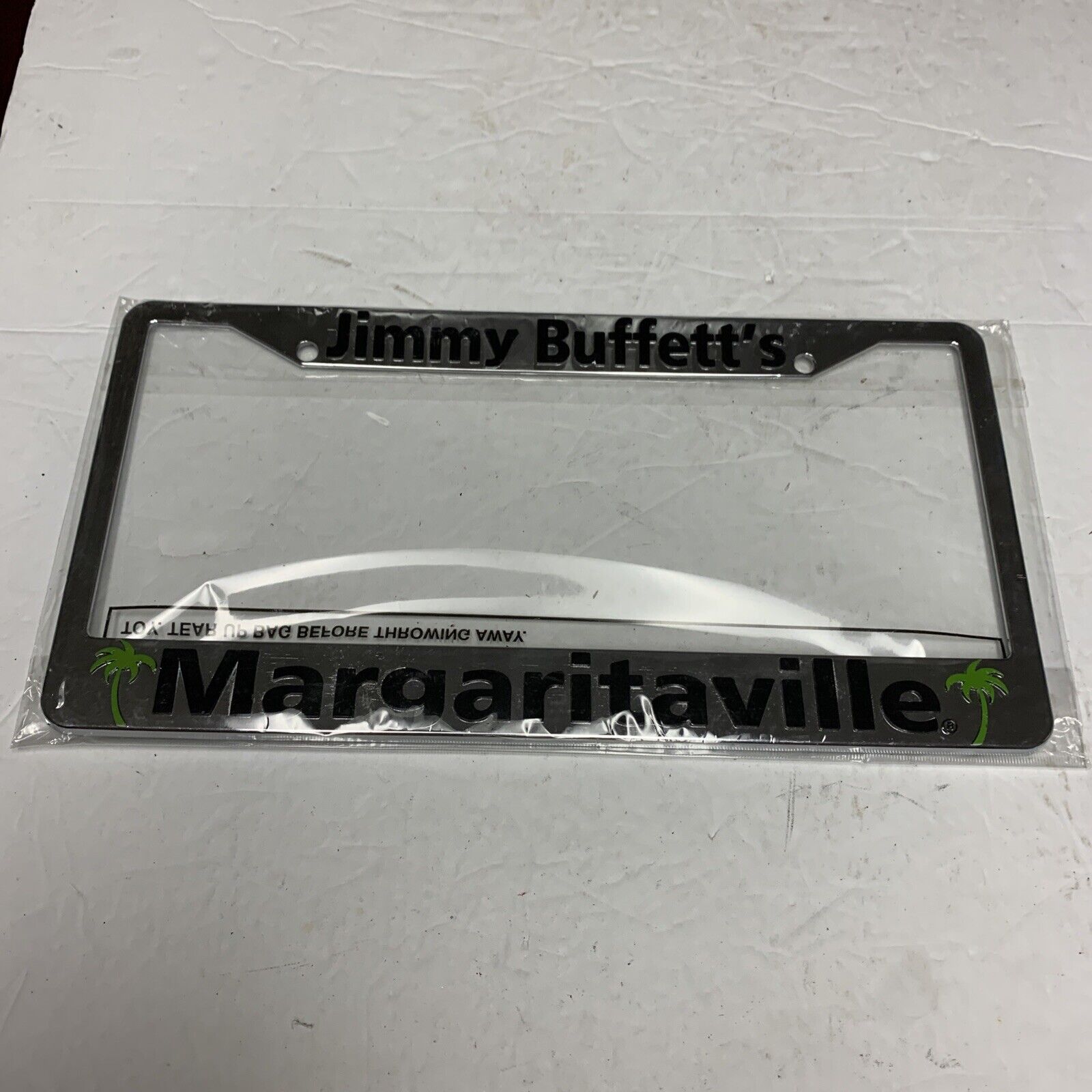 NOS JIMMY BUFFETT’S MARGARITAVILLE License Plate Frame Metal Excellent Cond 🌴