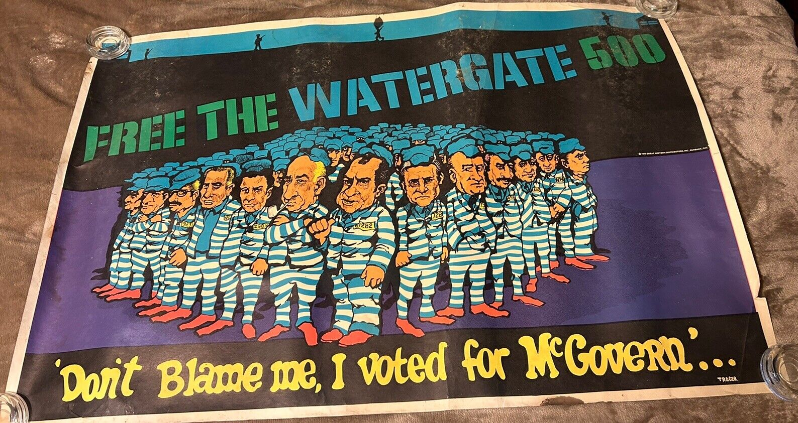 Free The Watergate 500 Richard Nixon Original Blacklight Poster 23 x 35”