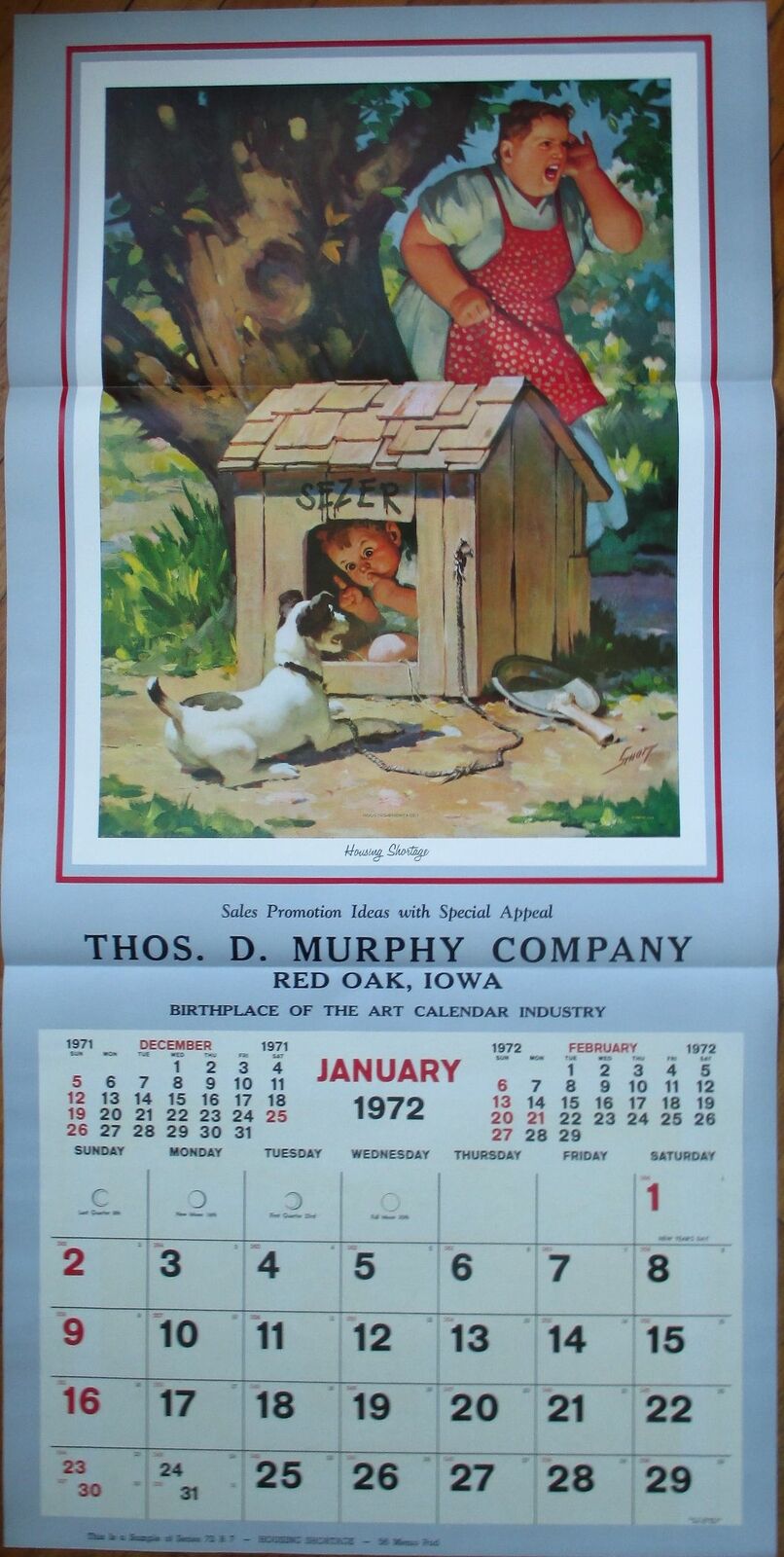 Dog & Boy 1972 Advertising Calendar/22\