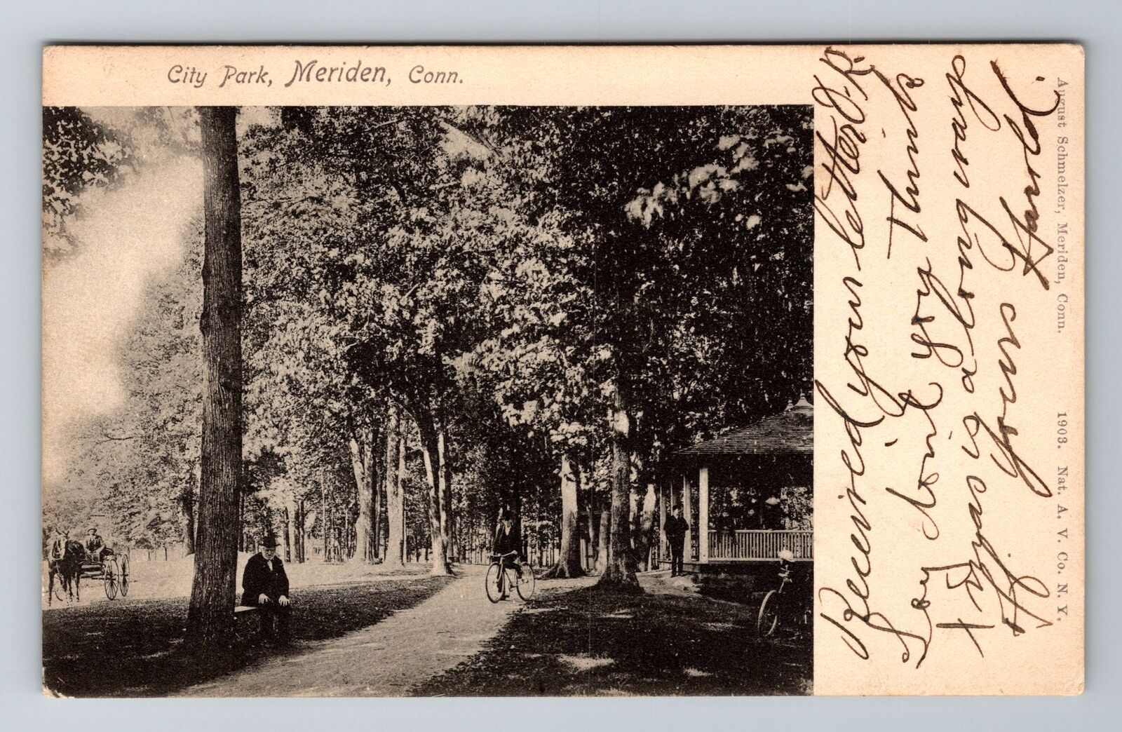 Meriden CT-Connecticut, City Park, Antique, Vintage c1905 Souvenir Postcard