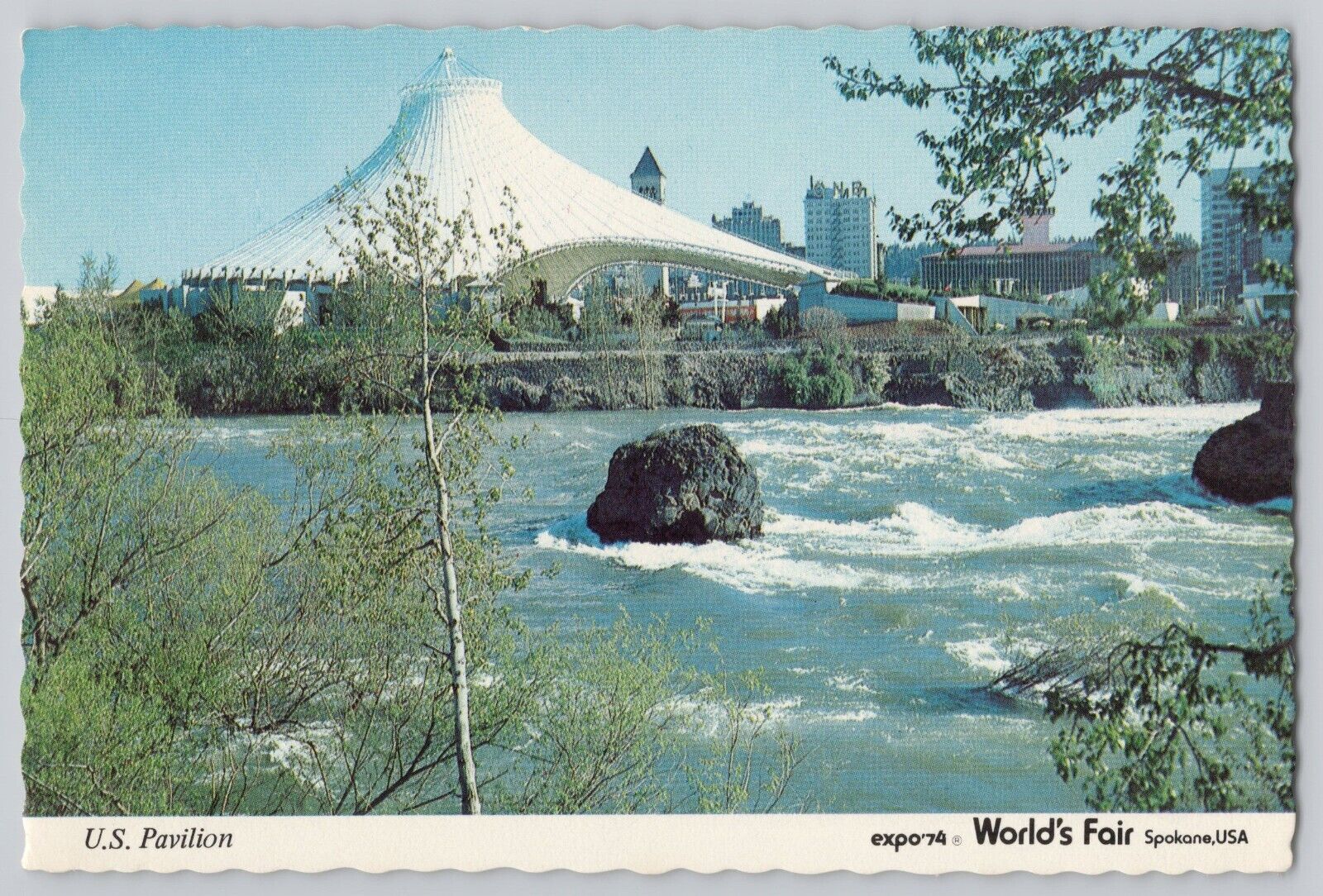 U.S. Pavilion Expo 1974 World's Fair Spokane River Washington Postcard