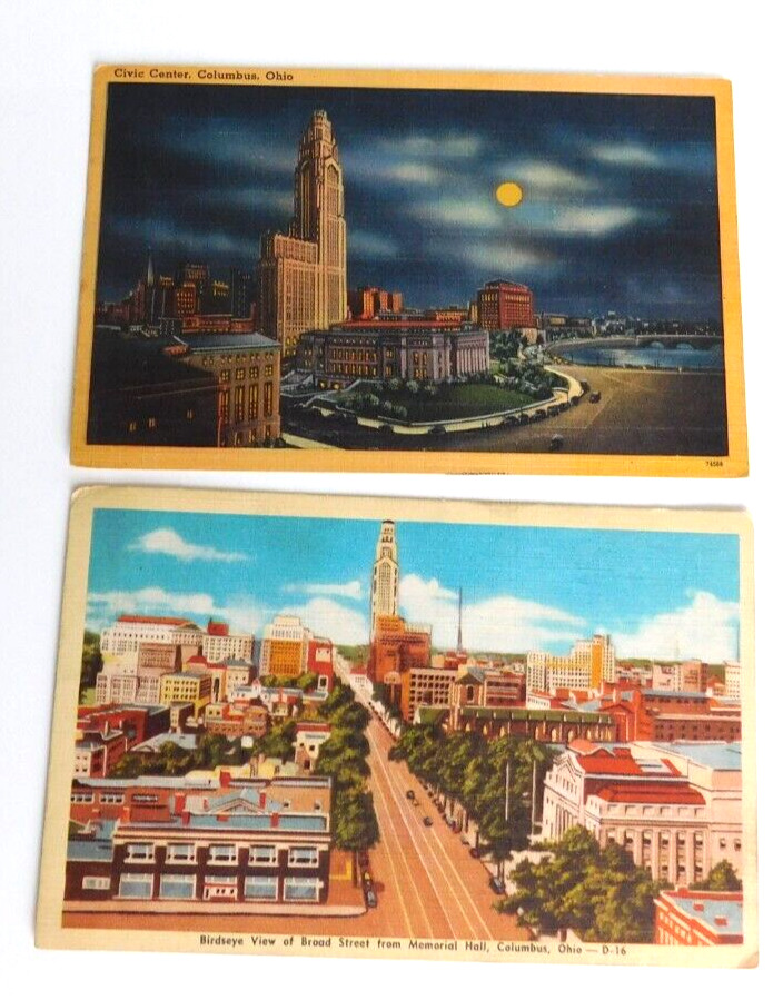 Columbus Ohio Downtown Civic Center Vintage Postcard Lot Linen