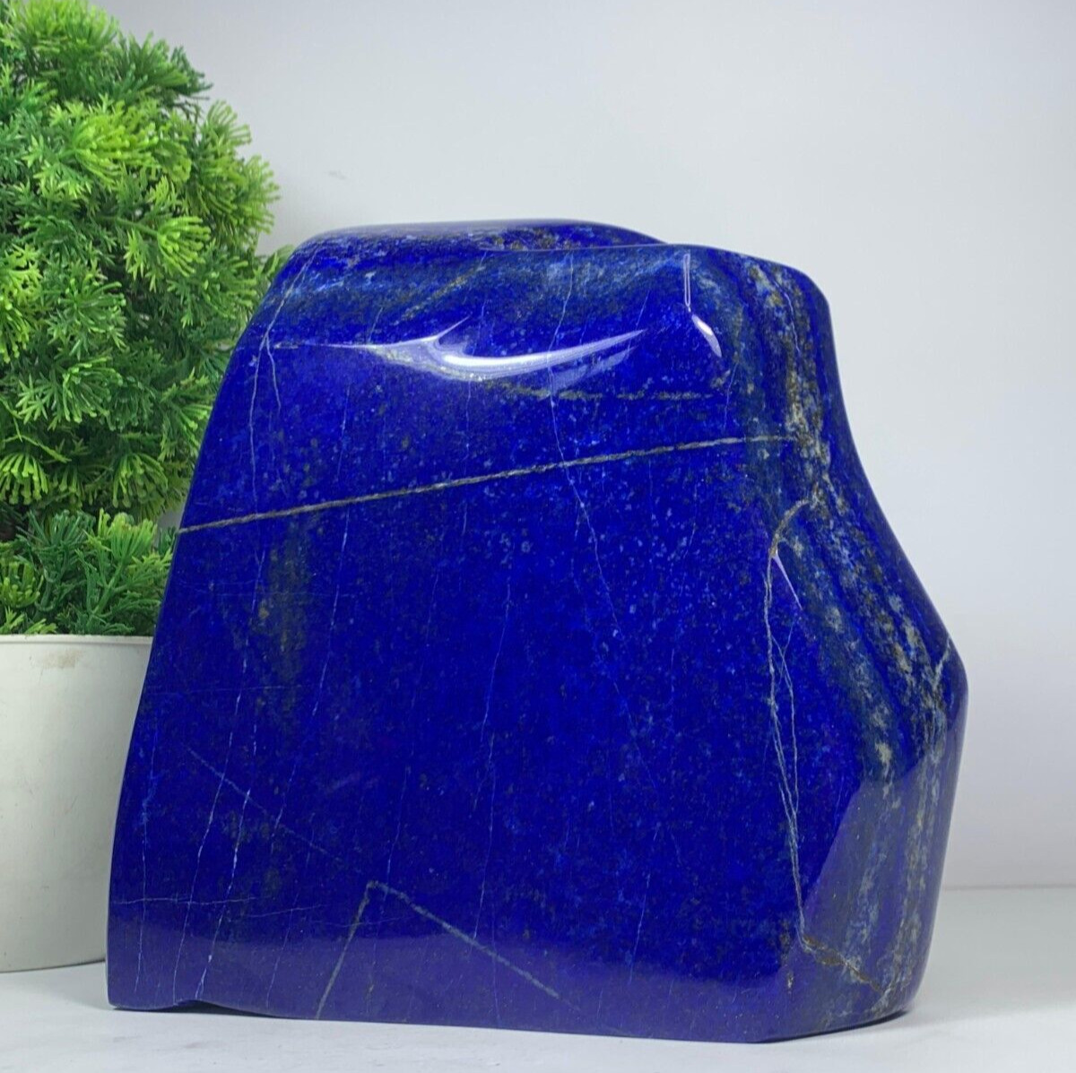 1973Gram Blue Lapis Lazuli Freeform Polished Rough Crystal Slab From Afghanistan