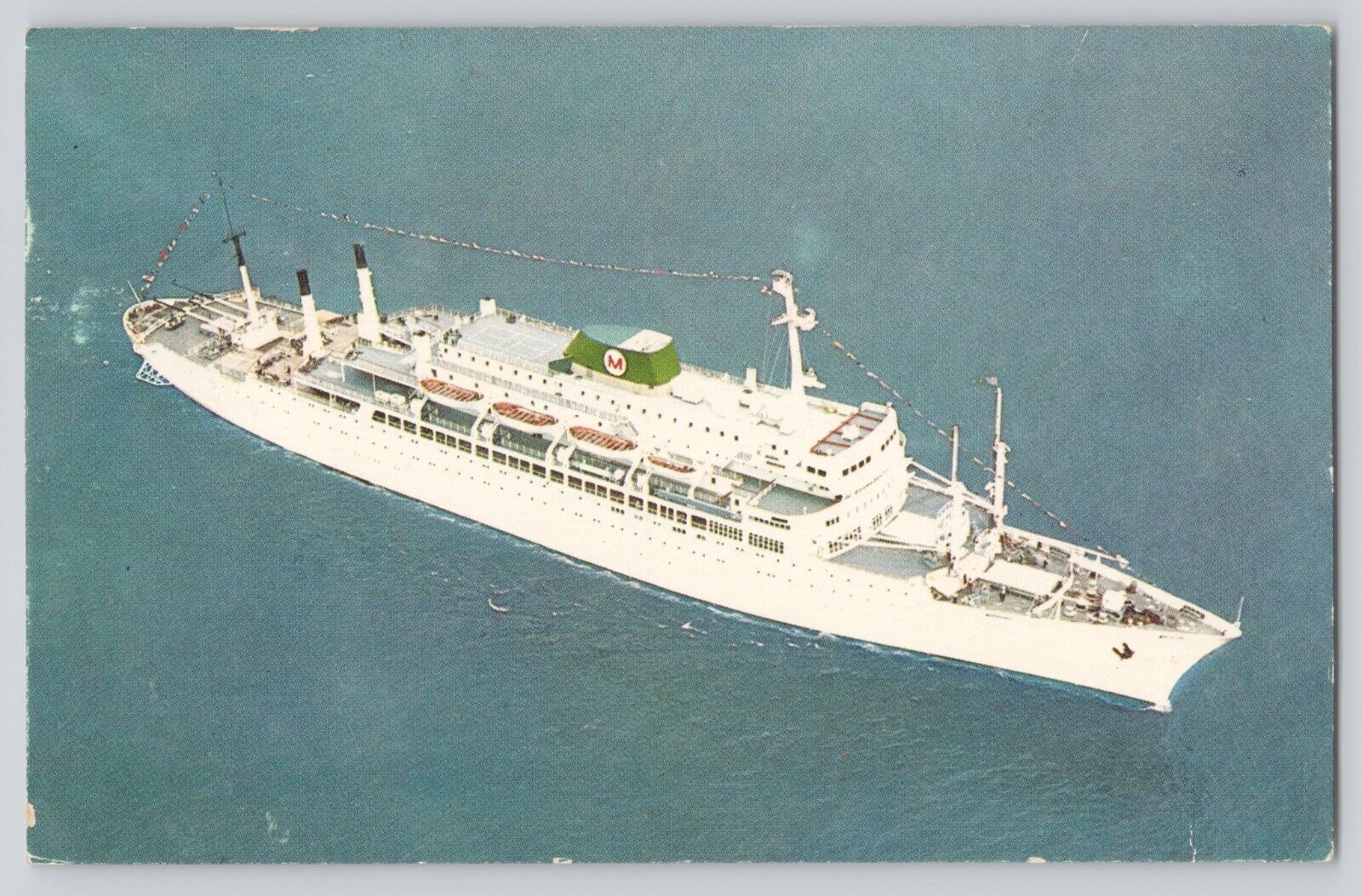 Postcard Ship Passenger Liner SS Brasil & Argentina Posted Bermuda Stamp