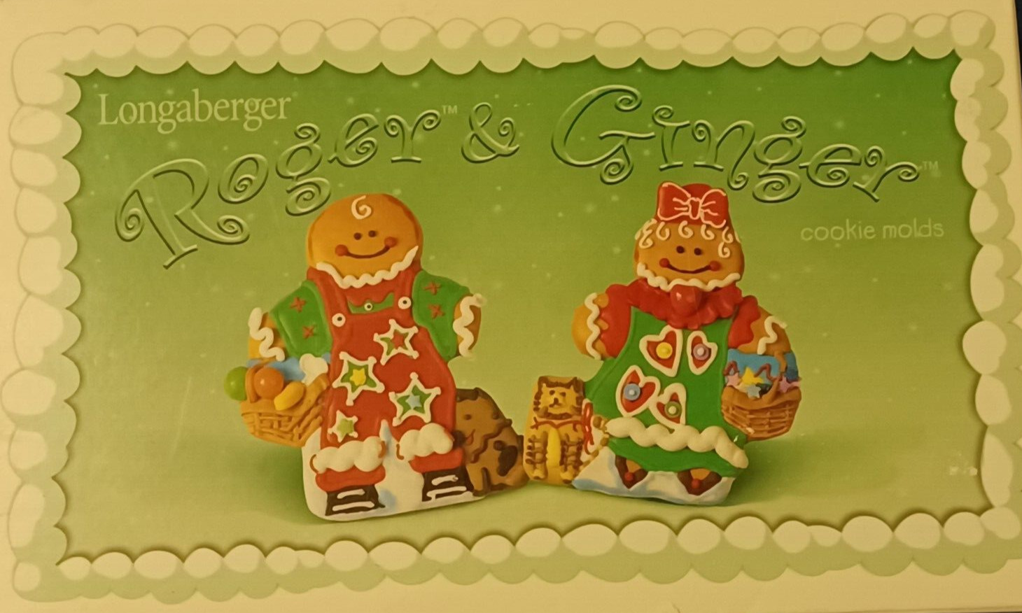Longaberger 2000 Pottery Roger & Ginger Cookie Molds Made in USA New