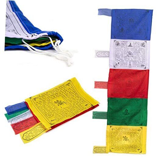 Tibetan Prayer Flags Vertical - Outdoor Decoration Hand Printed Flags, 