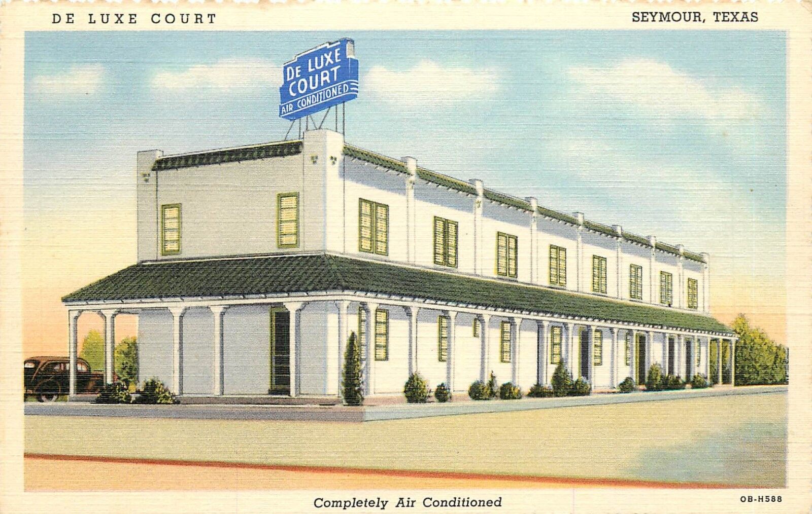 Nice Linen Roadside Postcard DeLuxe Court Motel Seymour TX Baylor County C.Teich