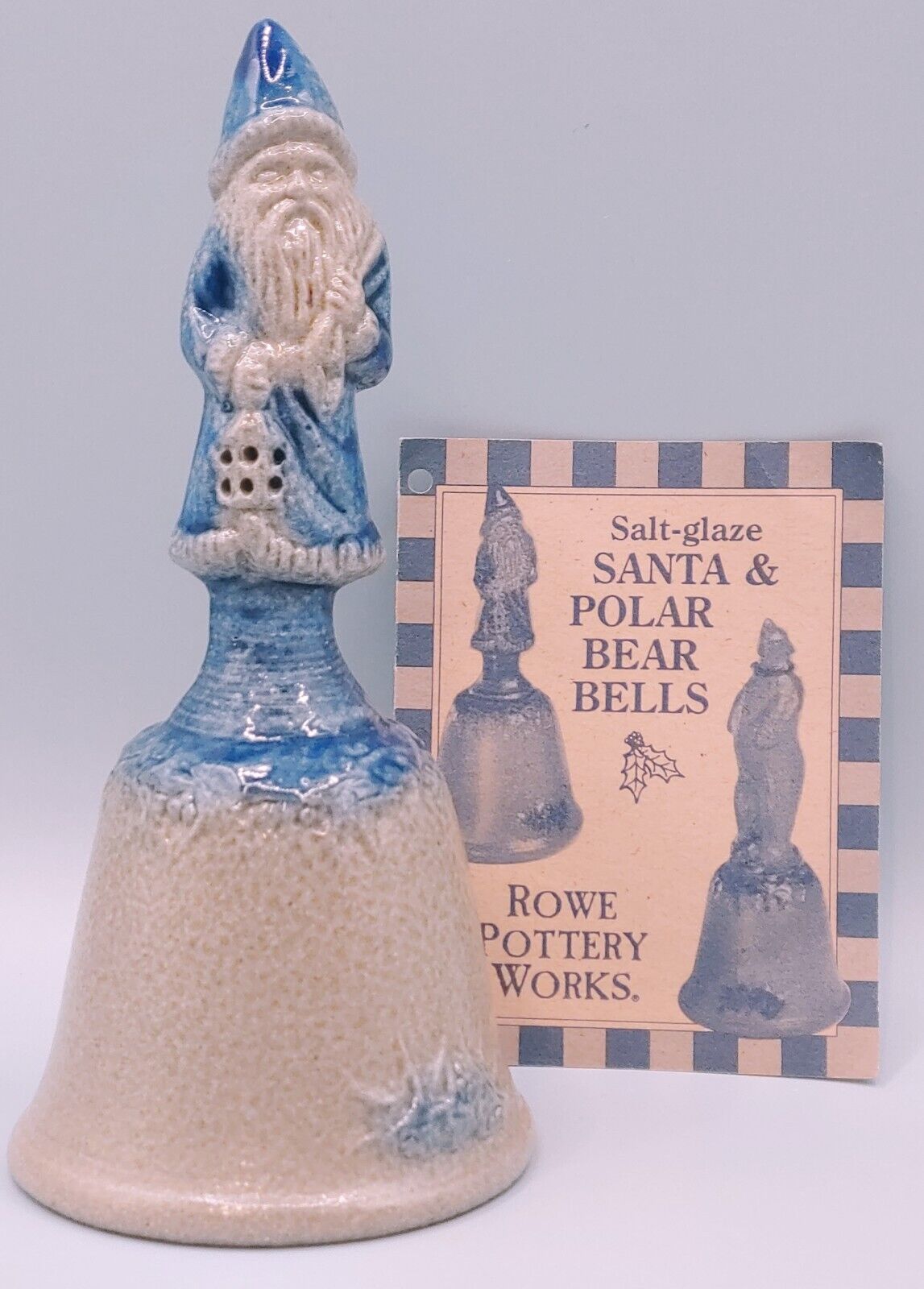 Vintage Blue Salt Glaze Rowe Pottery Santa 1997 Annual Santa