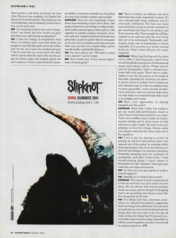 Slipknot Iowa Summer 2001 Roadrunner Records 2001 Magazine Promo Ad