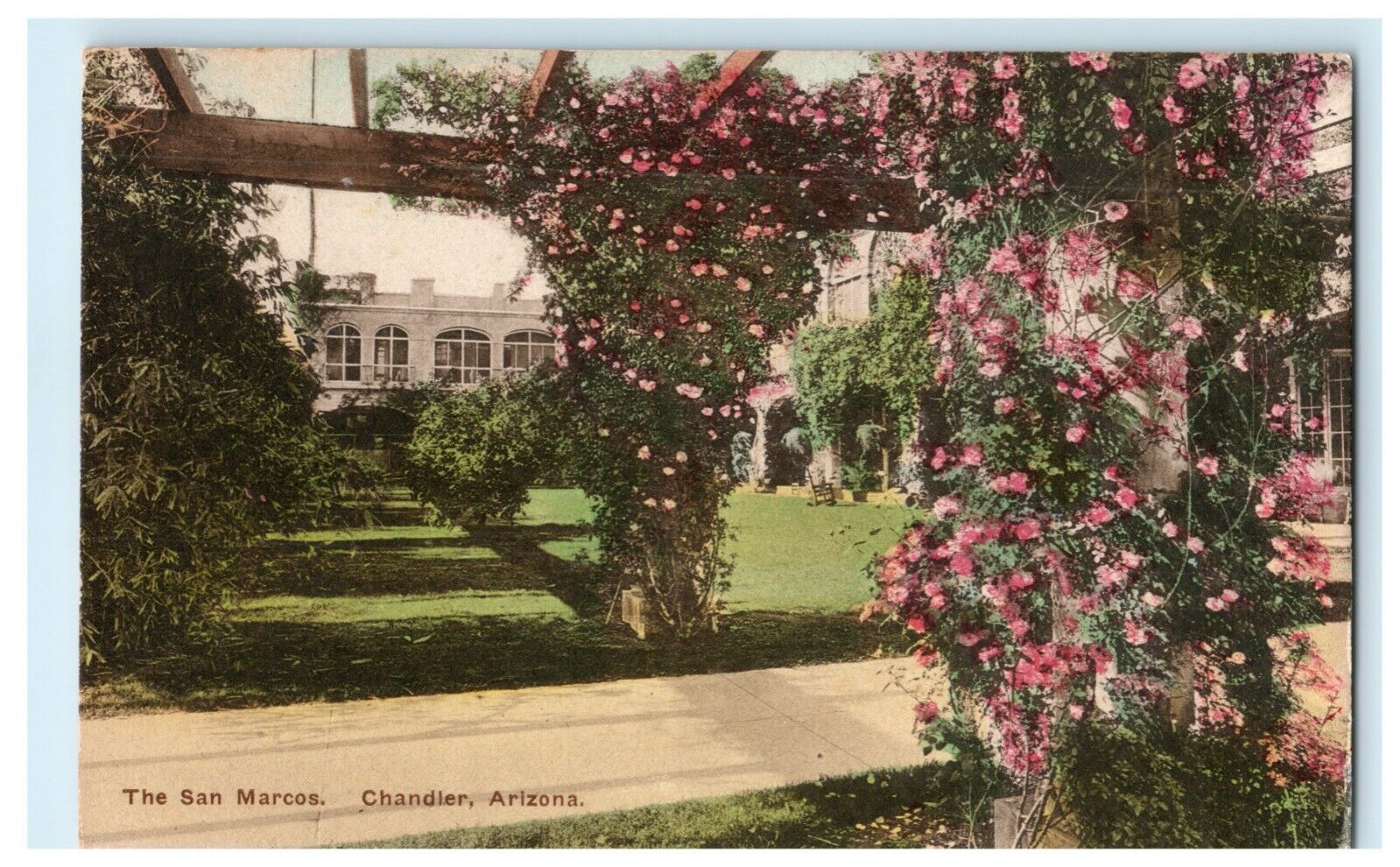 1924 San Marcos Chandler Arizona AZ Albertype Handcolored Antique Postcard