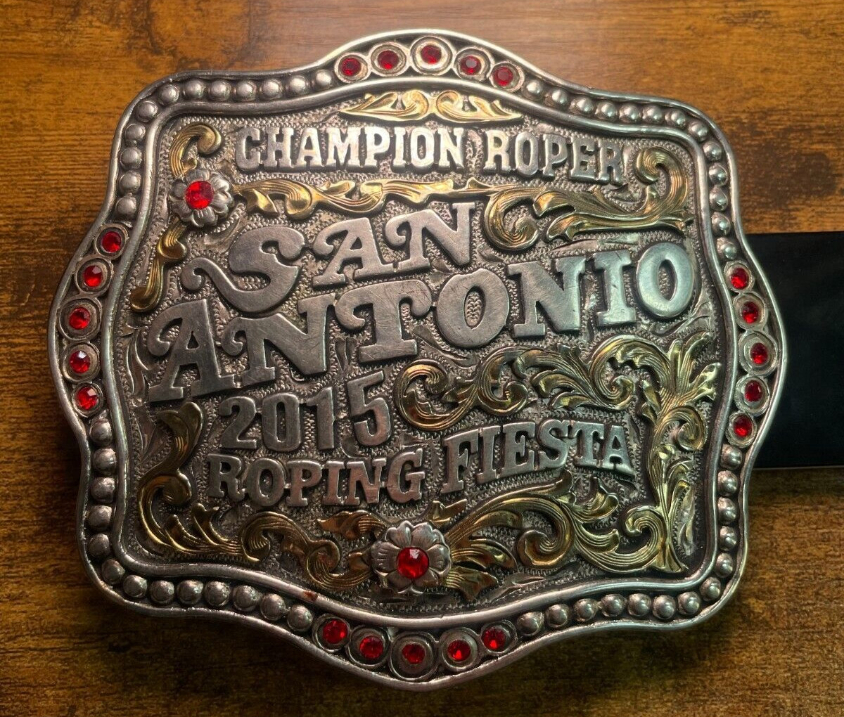 2015 San Antonio Rodeo Champion Roper Belt Buckle Tres Rios 80% Silver