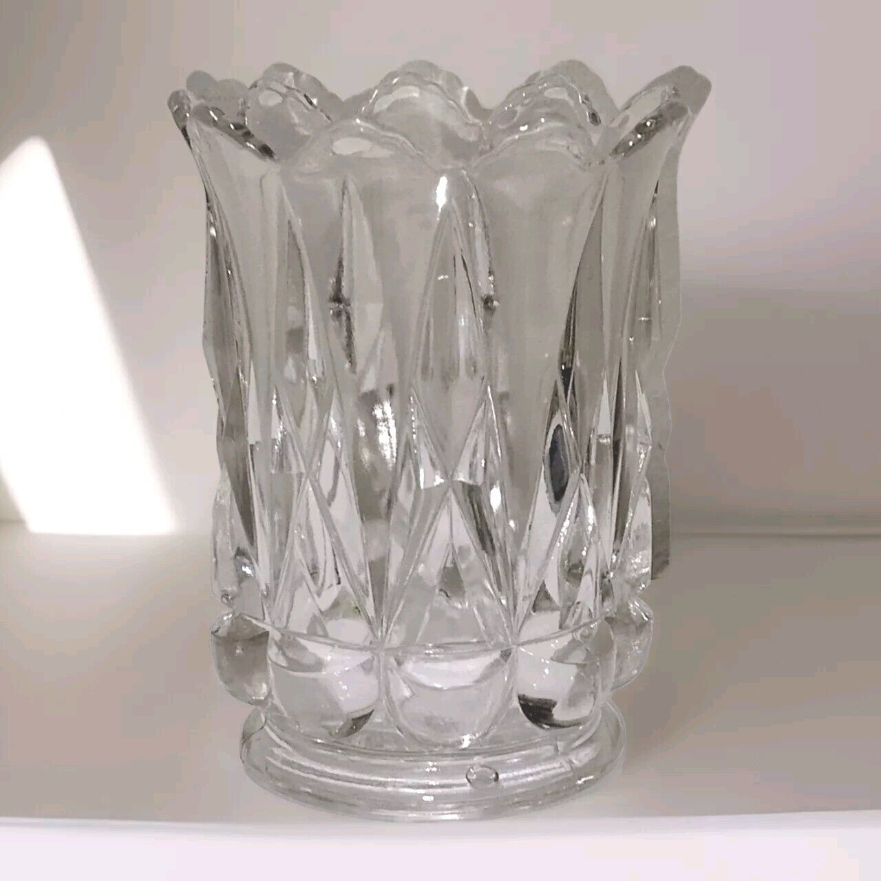 EAPG Vtg Pointed Jewel Spooner Utensil Holder - Columbia Glass Findley Ohio 1888