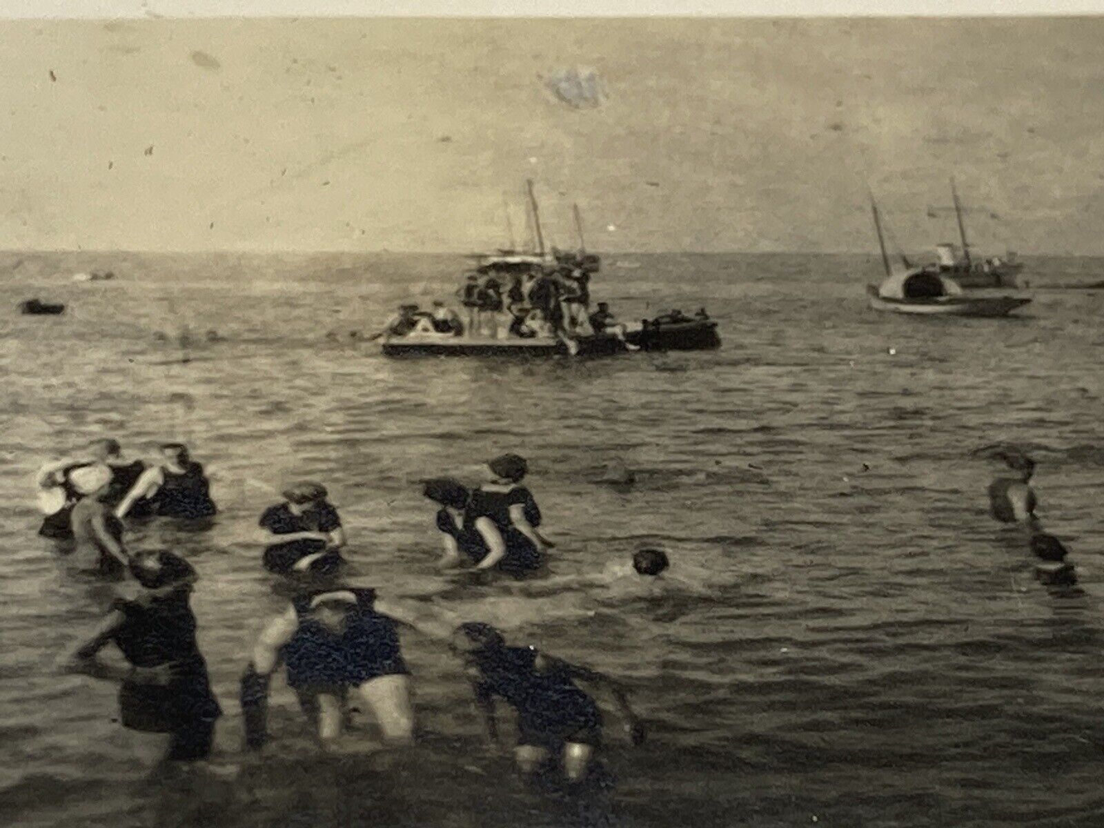 c1915 Bathing at SANTA CATALINA ISLAND CA Swim Fashion Boats RARE ANTIQUE Photo