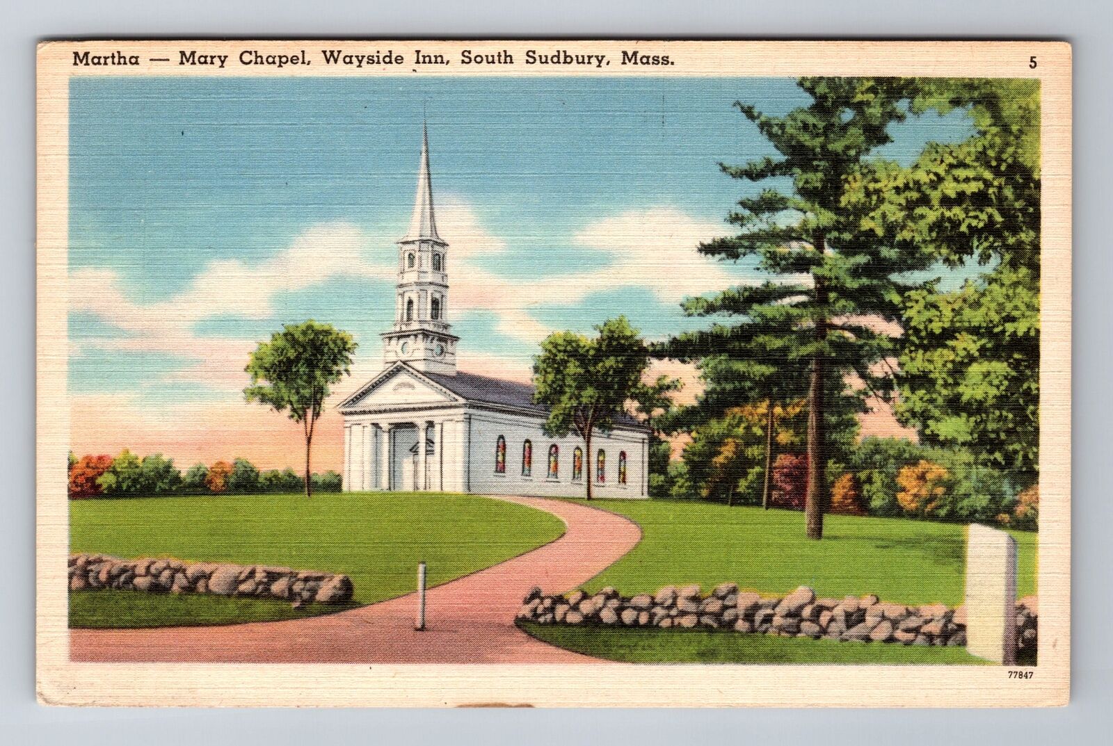 South Sudbury MA-Massachusetts, Martha-Mary Chapel, Vintage Souvenir Postcard