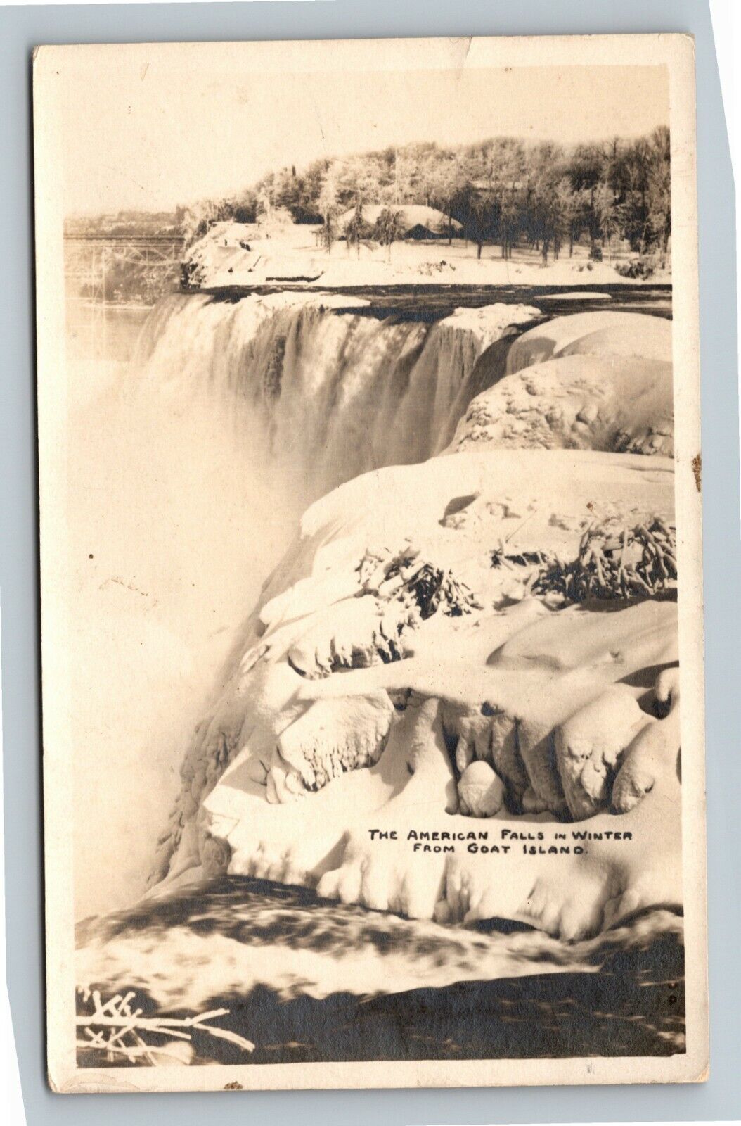 Niagara Falls NY The American Falls From Goat IslRPPC New York Vintage Postcard