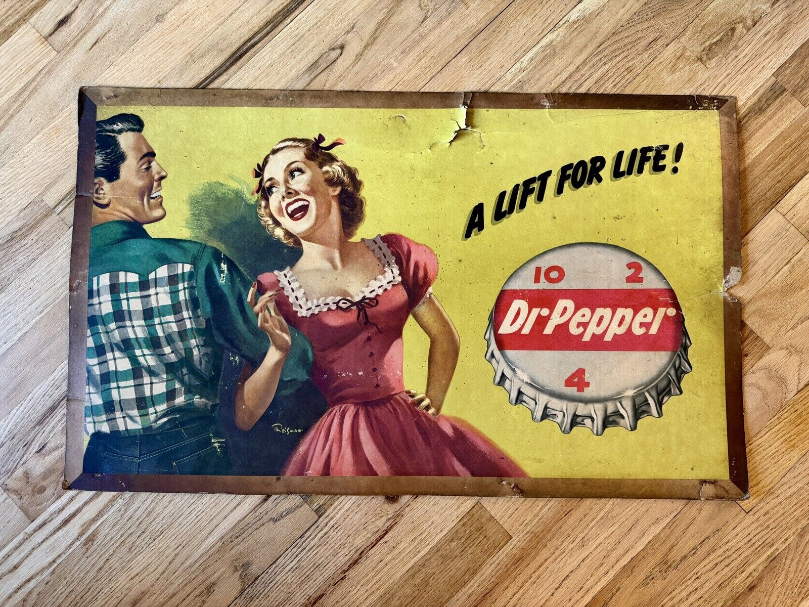 Rare Vintage Dr Pepper Large Double Sided Cardboard Sign