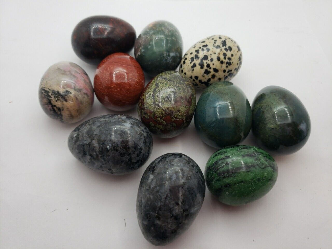 LOT Of 11 Natural Polished Stone Egg Shape 82g-108g Each 991g Total Gemstone 