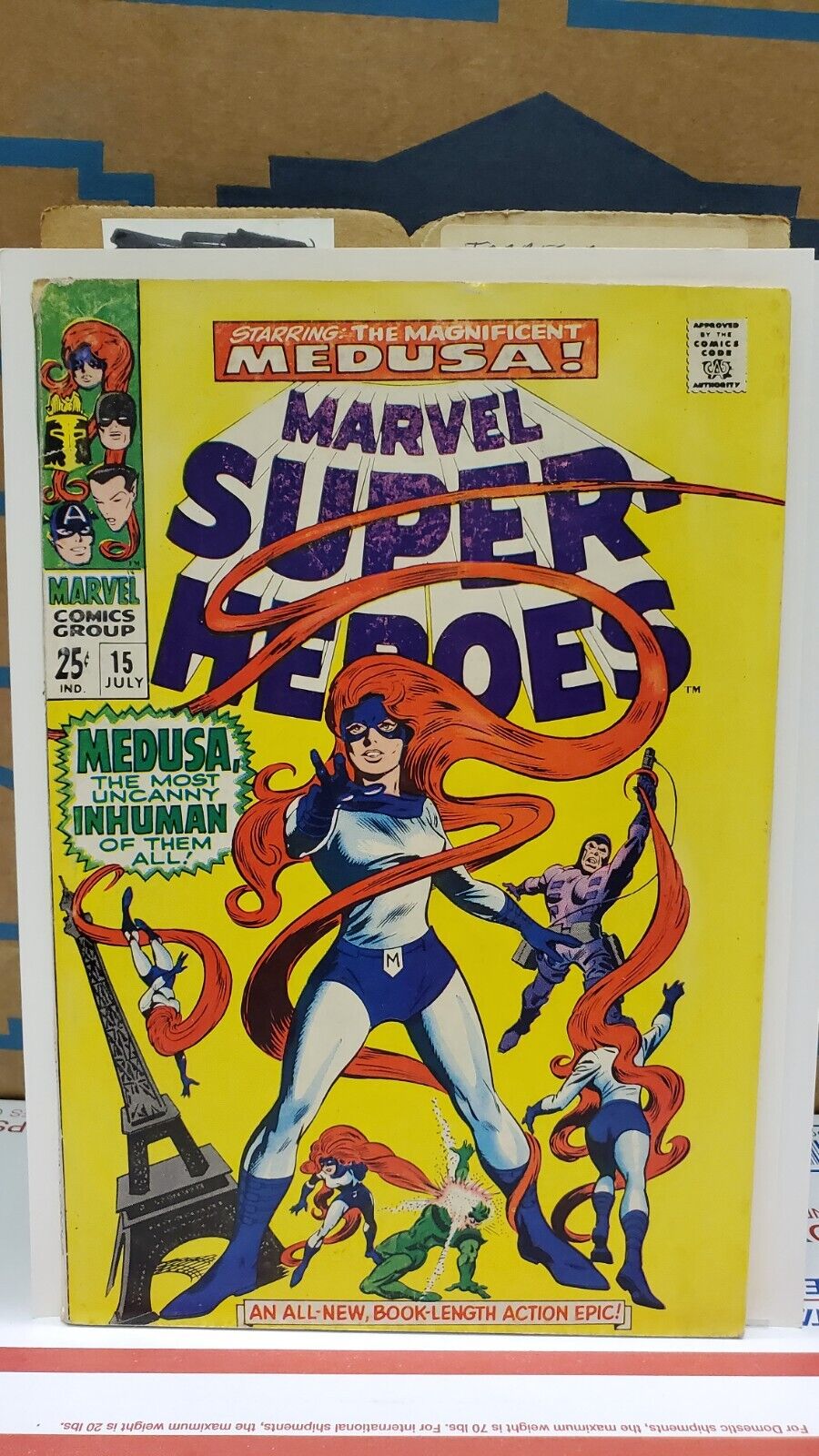 Marvel Super-Heroes #15, 1968; Cap Marvel, Sub-Mariner, Medusa, comic book