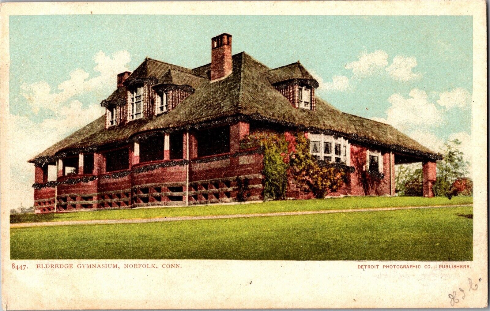 Eldredge Gymnasium Norfolk CT Undivided Back Glitter Vintage Postcard O17