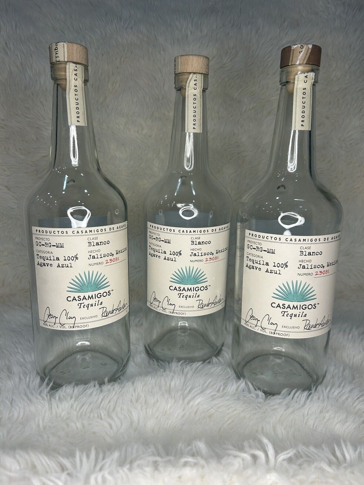 Casamigos Blanco Empty Tequila Bottle 1L Pre Washed with Cork