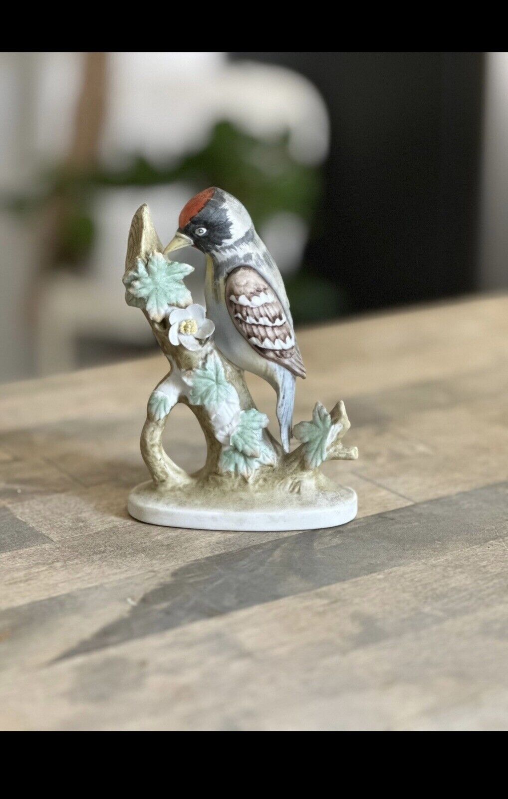 Vintage Him o Woodpecker Porcelain Figurine 