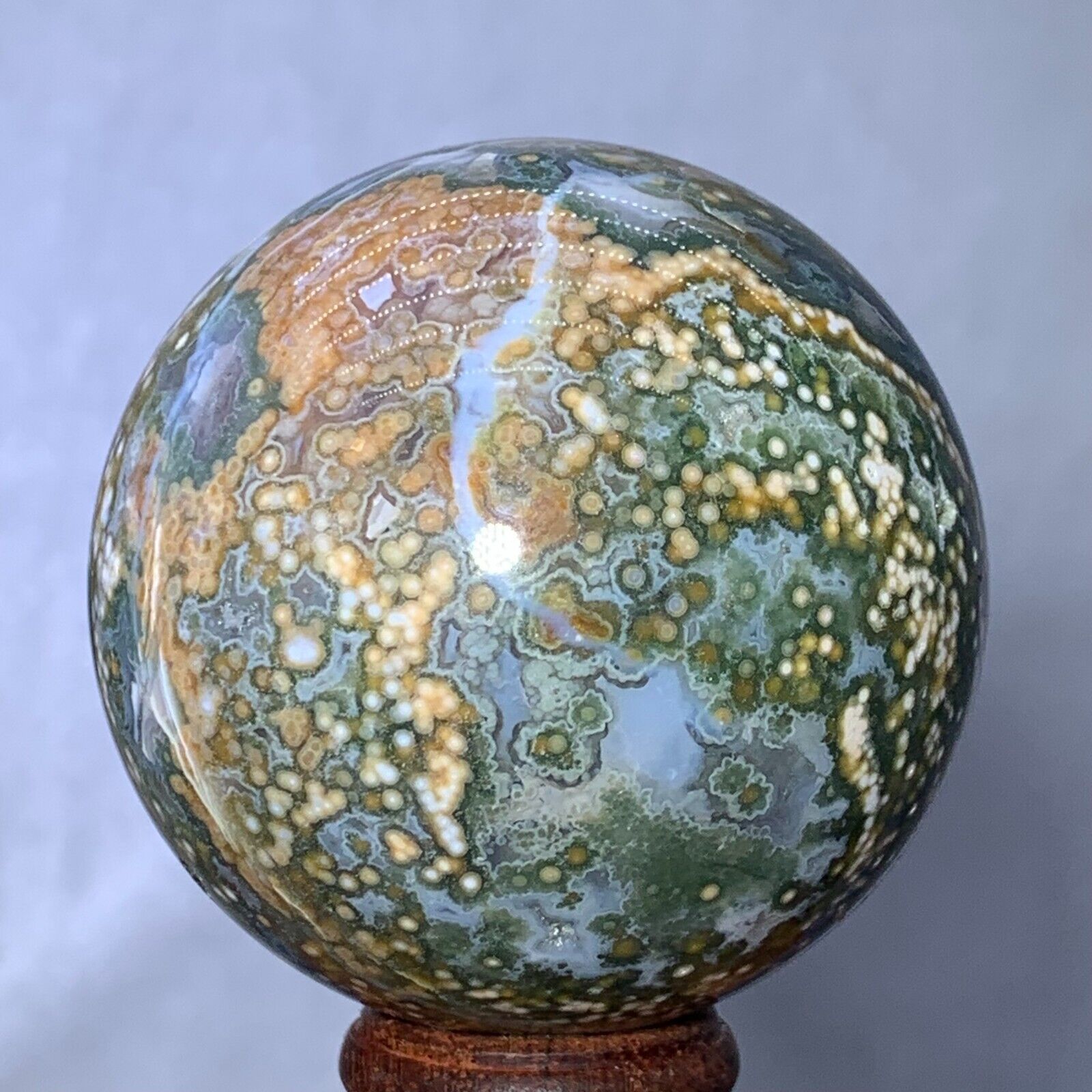 312g Rare Natural Ocean Jasper Sphere Quartz Crystal Ball Reiki Stone