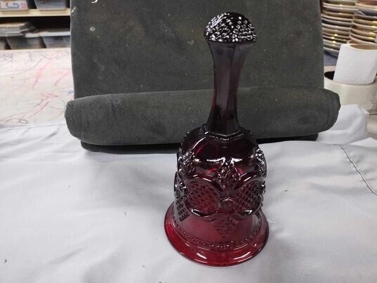 Vintage Avon 1876 Cape Cod Collection Ruby Red Glassware Hostess Bell 6 3/4\