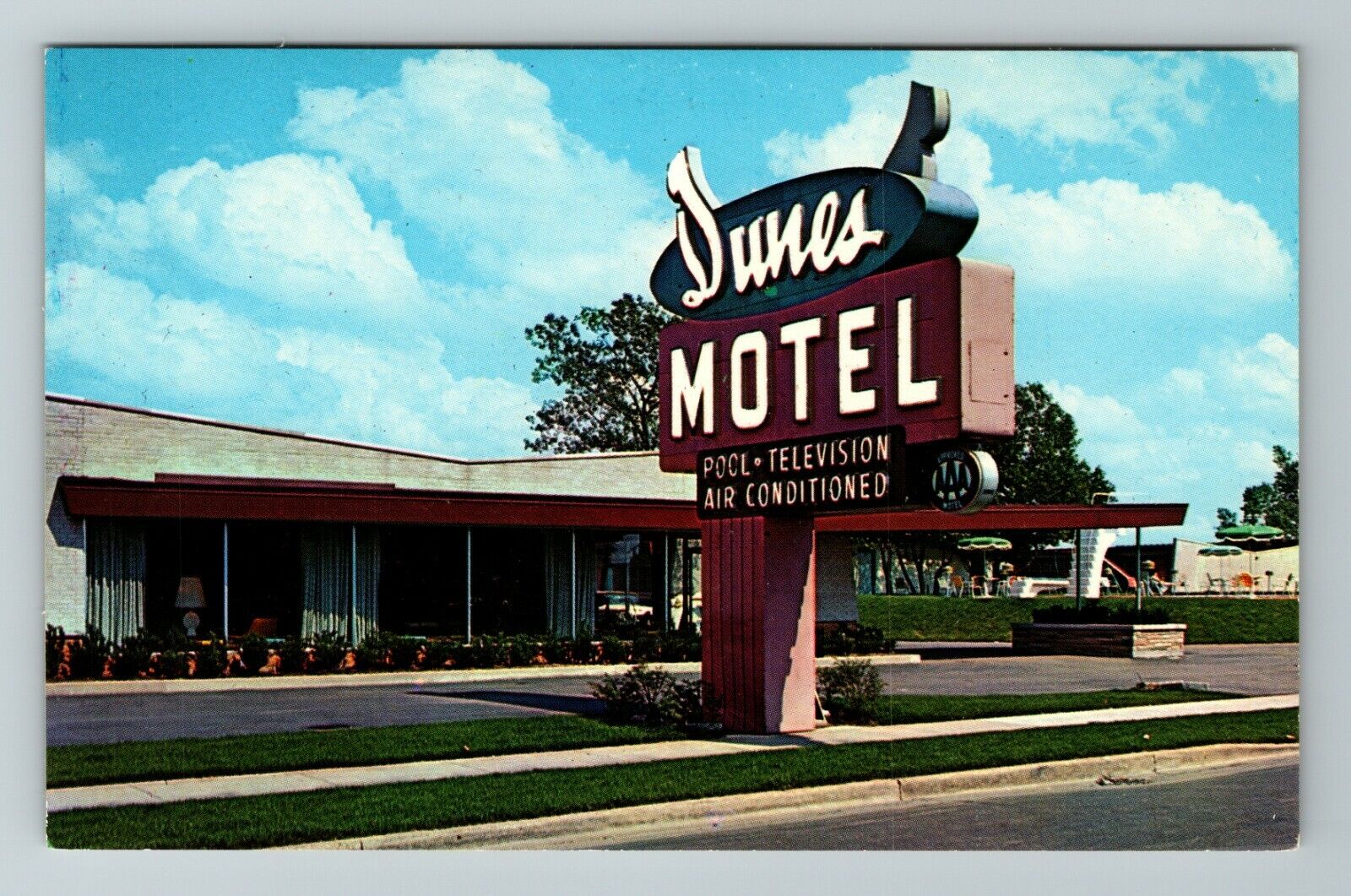 Chicago IL-Illinois, Dunes Motel, Outside Sign View, Vintage Postcard