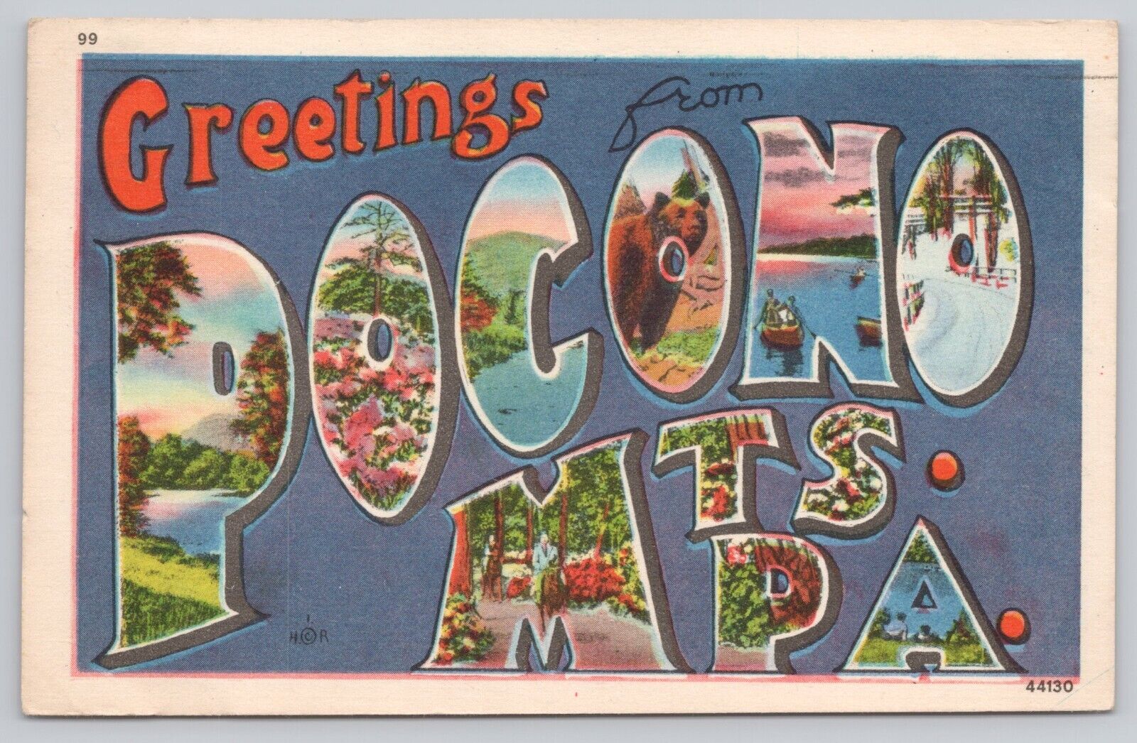 Pocono Mountains Pennsylvania, Large Letter Greetings, Vintage Postcard