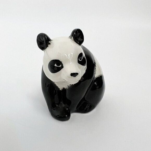 VTG Panda Bear Glazed Glossy Ceramic Porcelain Figurine