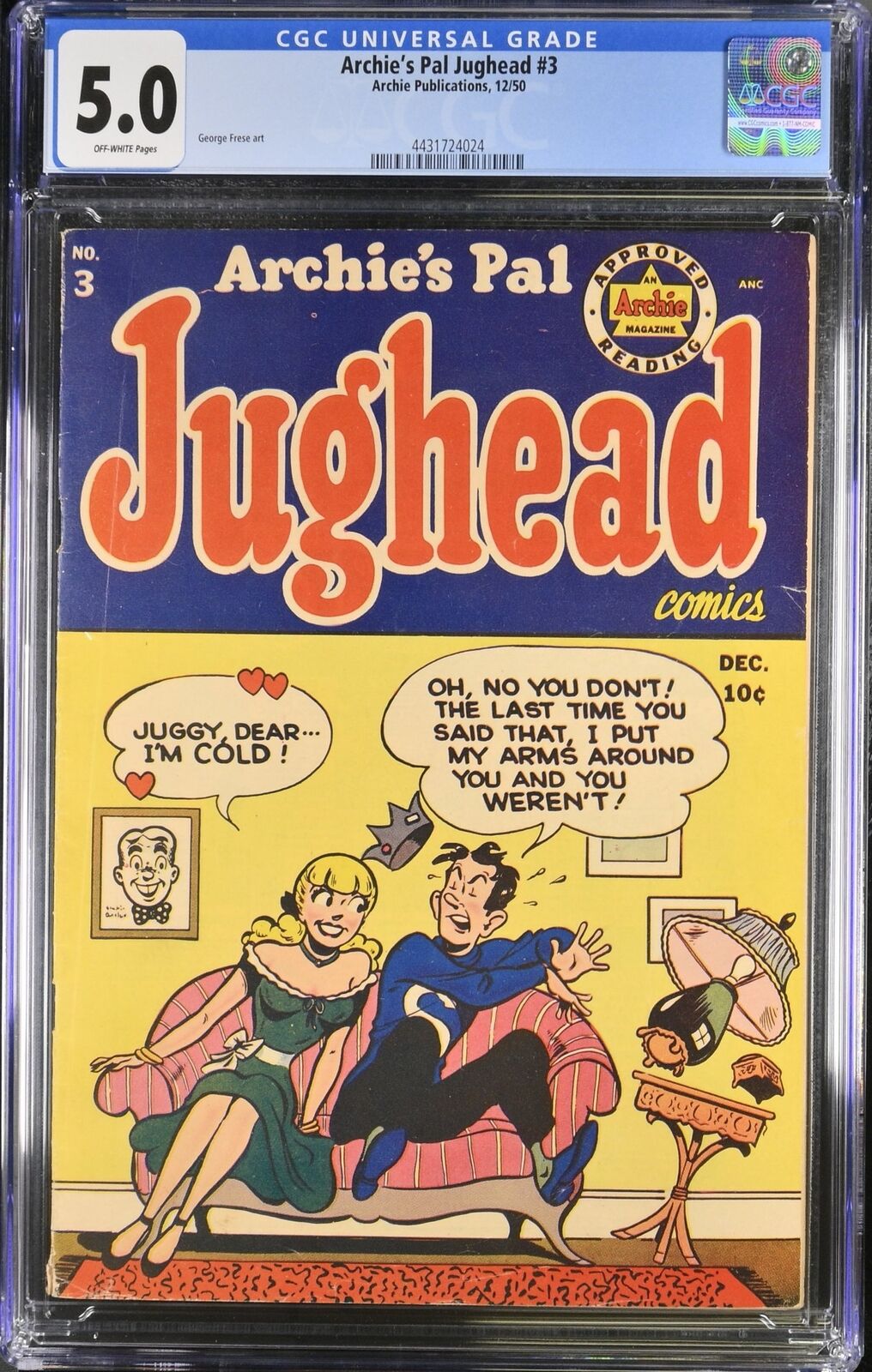 Archie's Pal Jughead #3 CGC VG/FN 5.0 Off White Archie 1950