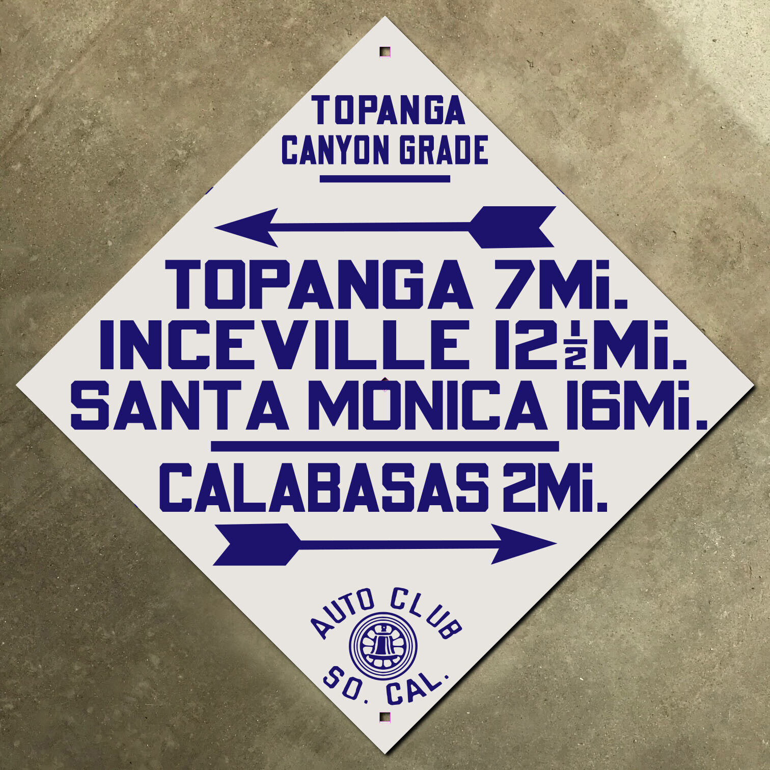 Topanga Canyon Calabasas California ACSC highway road sign auto club AAA 1919