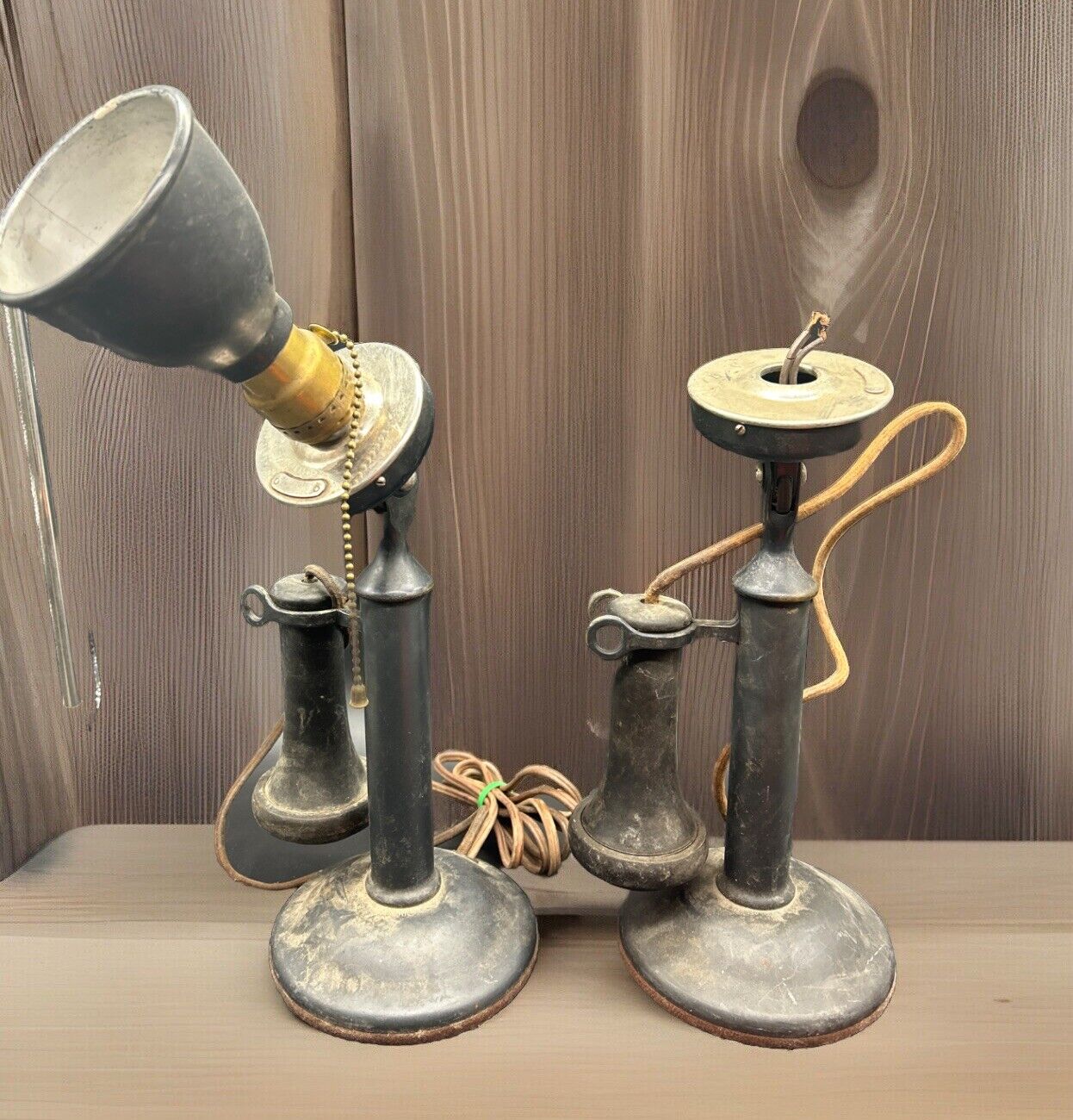 Lot 2 Antique Candle Stick Telephones Parts Repair Western Electric 353W Brass