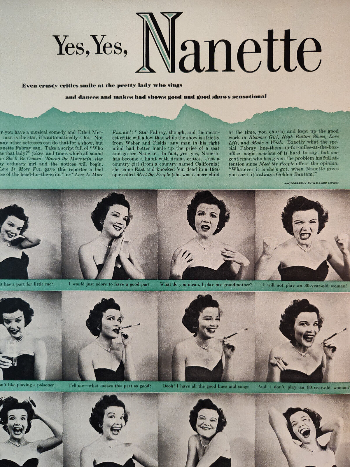 1951 Esquire Original Art Photographs of NANETTE FABRAY Wallace Litwin Speedboat