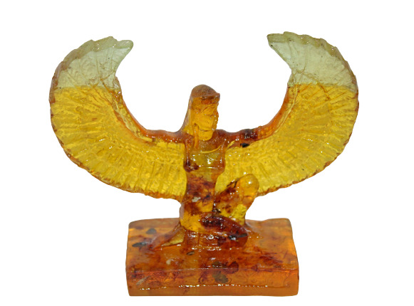 Rare Ancient Egyptian Antique Winged Isis Amber Statue Egyptian Mythology BC