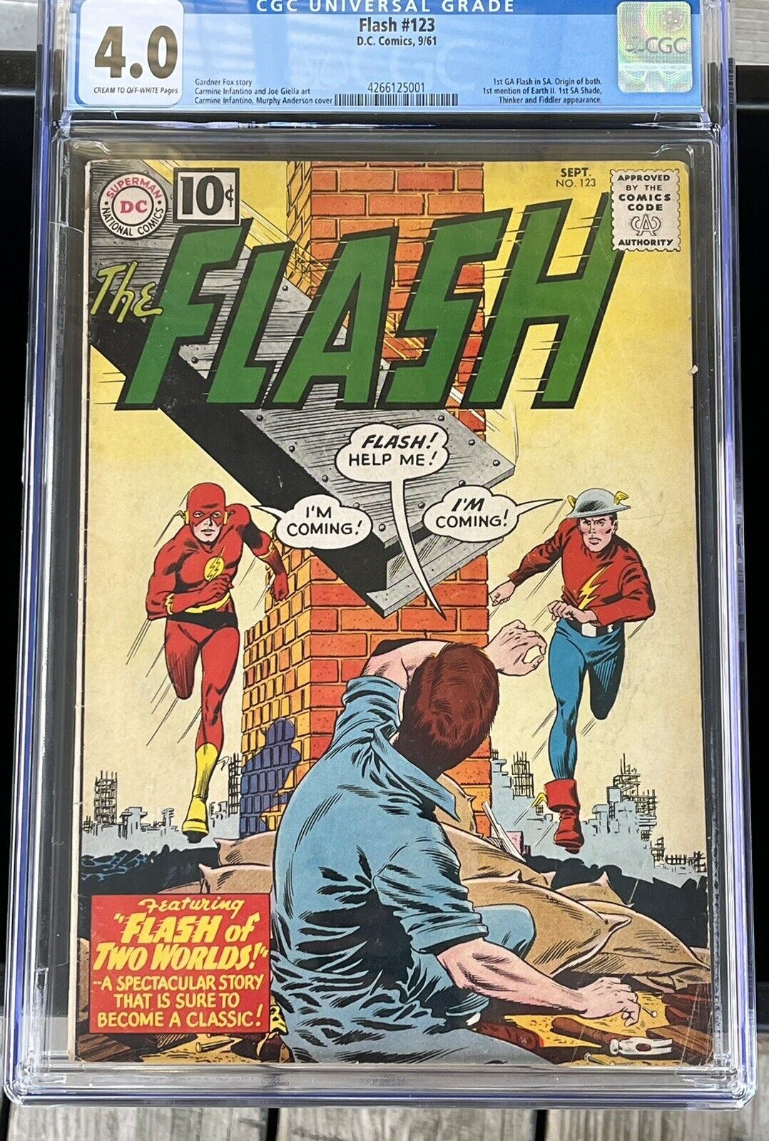 FLASH 123 - CGC VG 4.0 - 1ST SILVER AGE APPEARANCE OF GOLDEN AGE FLASH Key Issue