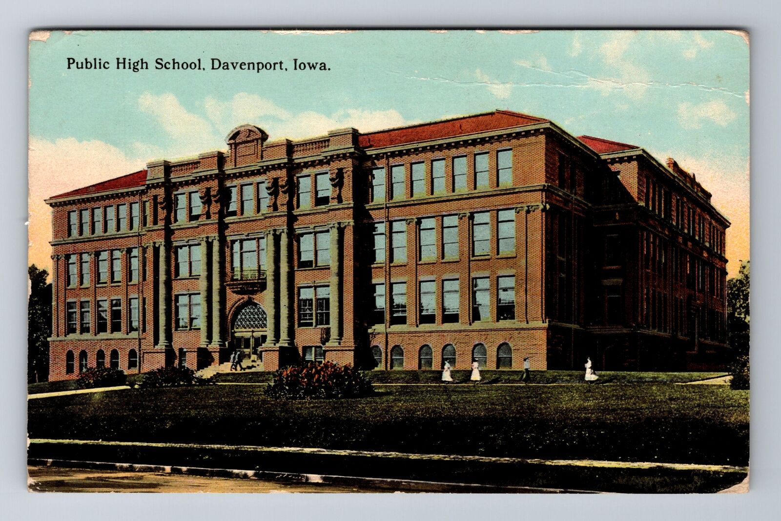 Davenport IA-Iowa, Public High School, Antique, Vintage c1912 Souvenir Postcard