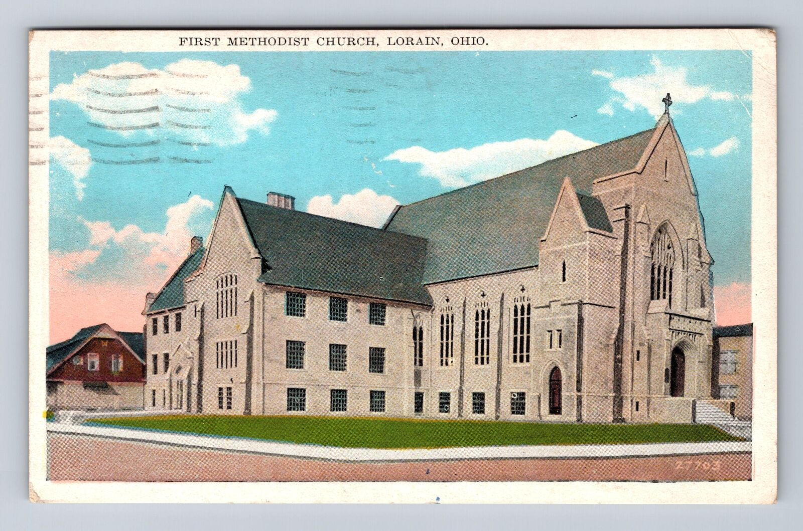 Lorain OH-Ohio, First Methodist Church, Religious, Antique Vintage Postcard