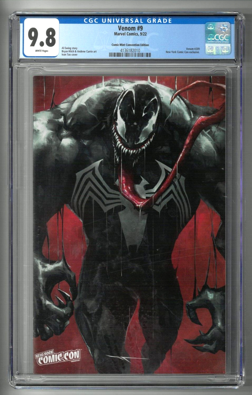 Venom #9 CGC 9.8 (Sep 2022, Marvel) Ivan Tao Variant, NYCC Comic Mint Exclusive
